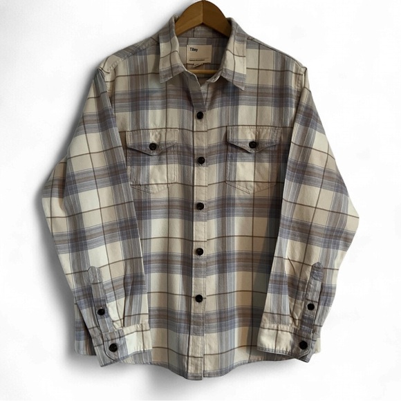 Tilley Women's Plaid Blue & Grey Flannel Button Down Shirt or Jacket - Picture 1 of 3
